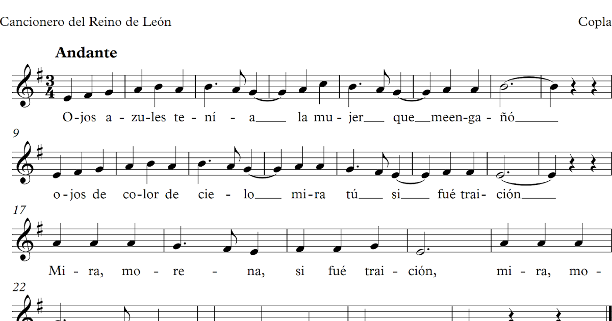 Descubriendo la Música. Partituras para Flauta Dulce o de Pico.: Ojos Azules
